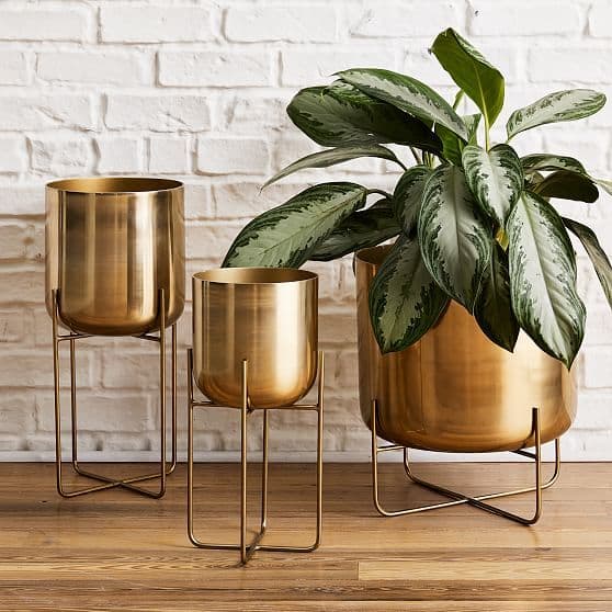 Metal and wooden planters